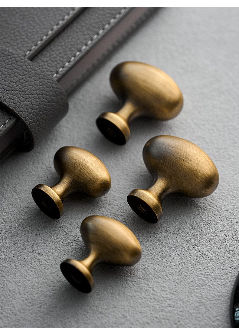 Goo-Ki Vintage Style Solid Brass Oval Pigeon Egg Shape 1.4 Inch Diameter Cabinet Knobs for Kitchen & Bathroom