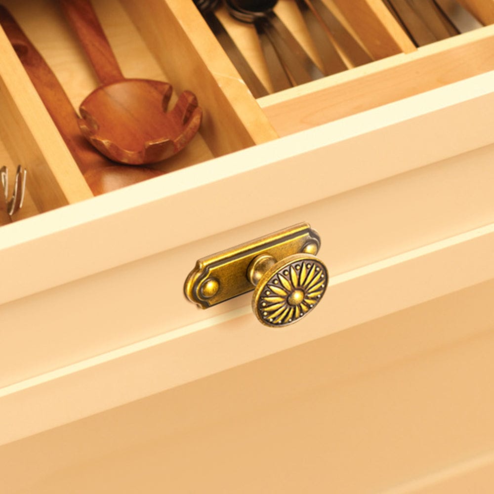 Goo-Ki Vintage Sunburst Cabinet Knobs Ornate Floral Design with Distressed Finish Kitchen Drawer Knobs