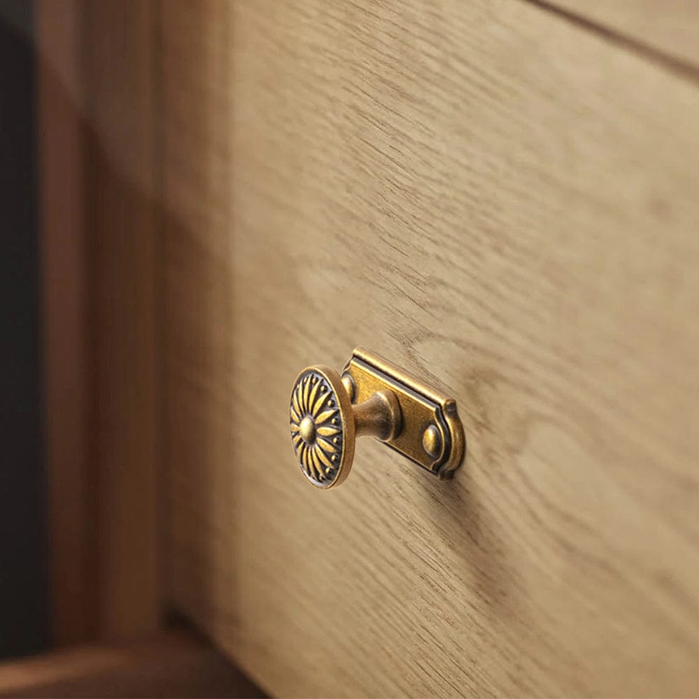 Goo-Ki Vintage Sunburst Cabinet Knobs Ornate Floral Design with Distressed Finish Kitchen Drawer Knobs