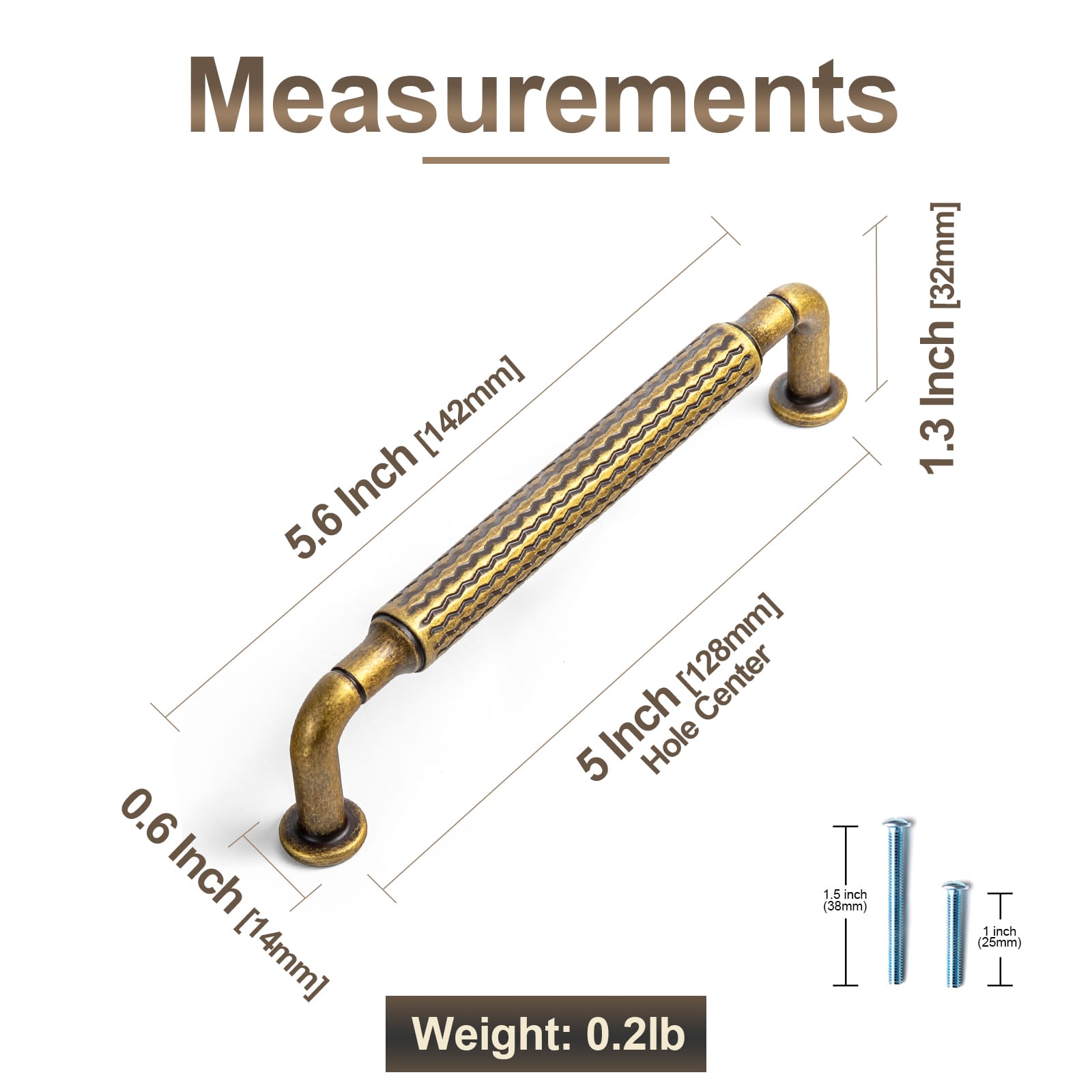 Goo-Ki Vintage Wavy Textured Zinc Alloy Cabinet Pulls for Kitchen Cabinets & Furniture