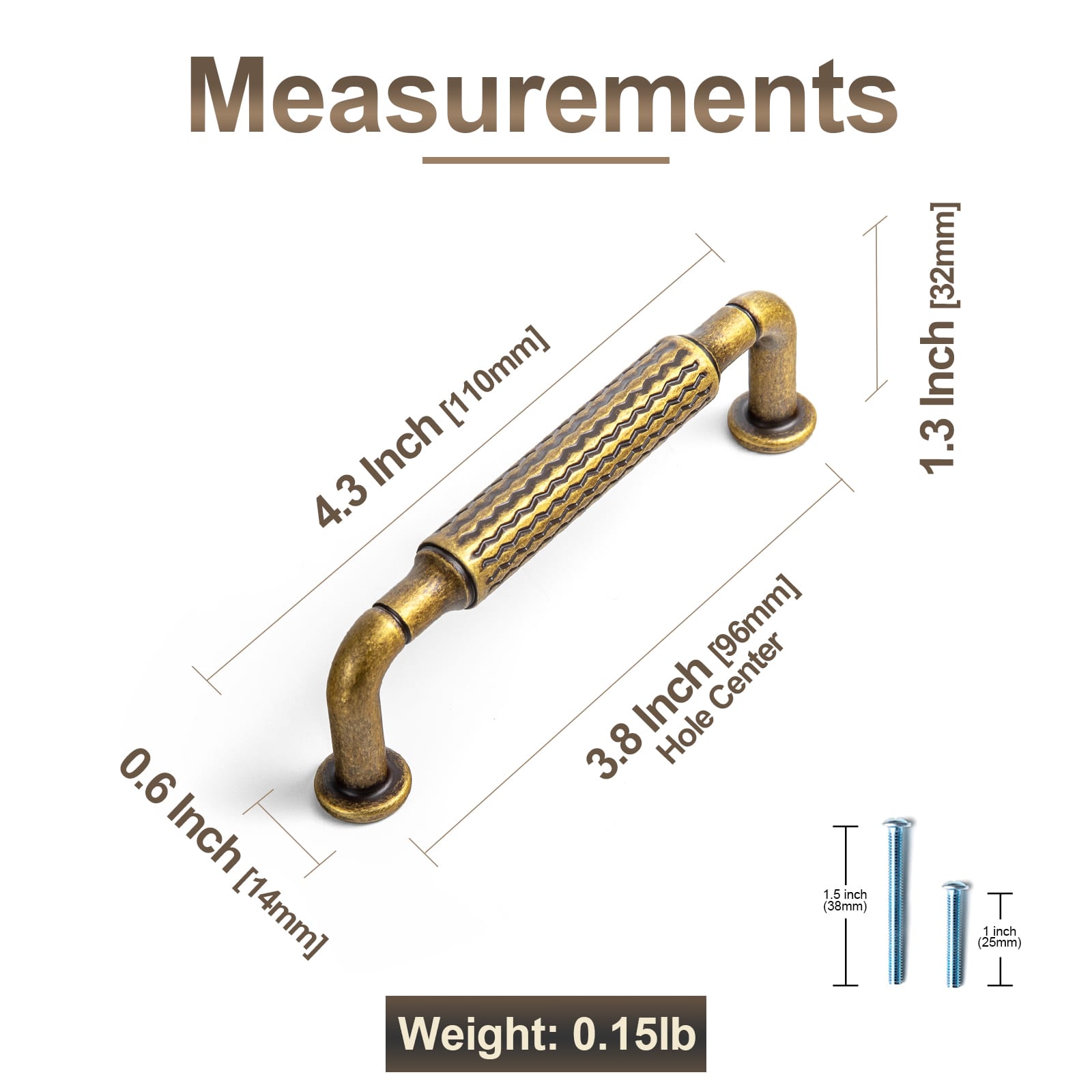 Goo-Ki Vintage Wavy Textured Zinc Alloy Cabinet Pulls for Kitchen Cabinets & Furniture