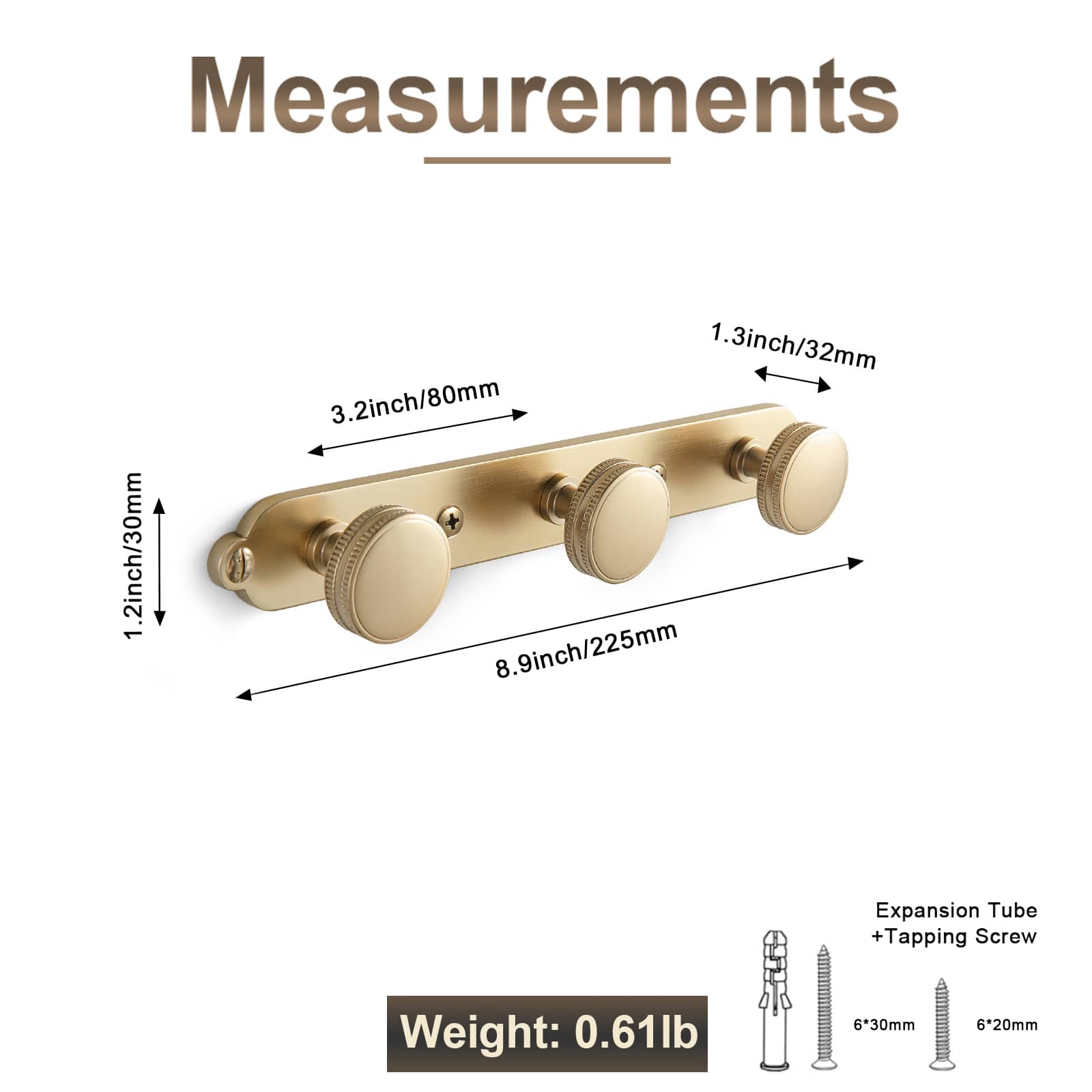 Goo-Ki Vintage Zinc Alloy Coat Hook Rail with Knurled Round Knobs, Wall-Mounted Hanger Rack for Entryway, Bathroom & Closet