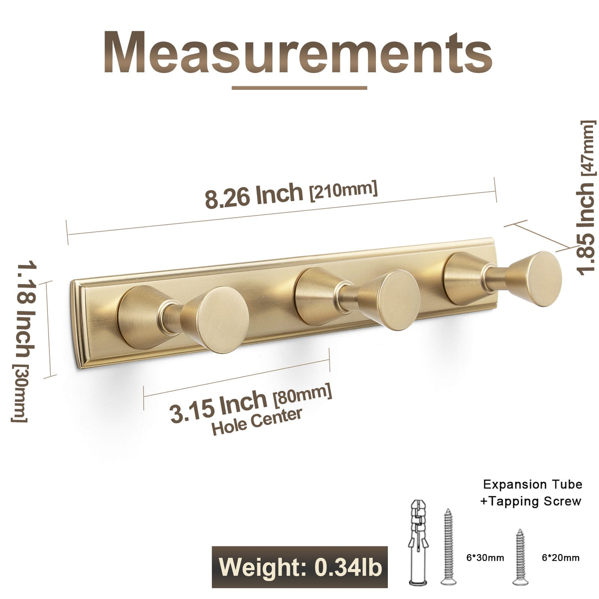 Goo-Ki Wall Mount Hook Rail, Zinc Alloy Backplate with Aluminum Hooks for Entryway & Bathroom Organization