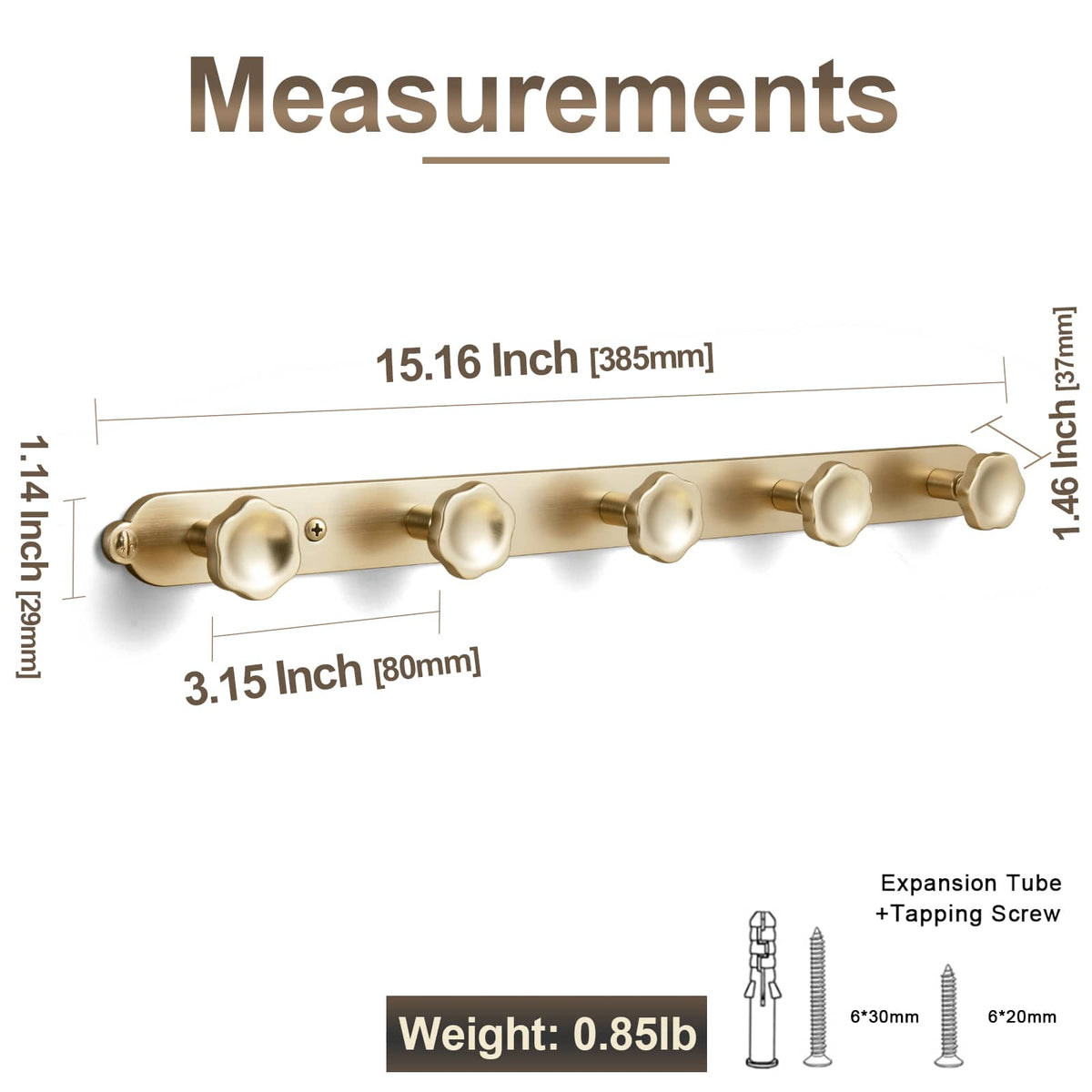 Goo-Ki Wall Mounted Zinc Alloy Floral Knob Coat Hook Rack, Decorative Robe Hook Rail for Home Storage & Decor