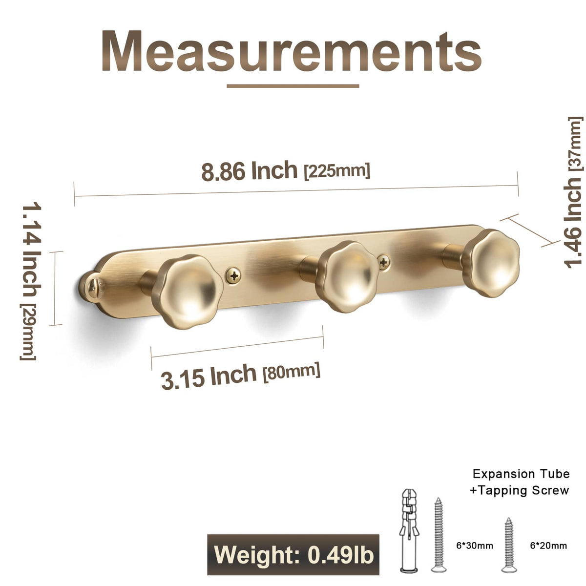 Goo-Ki Wall Mounted Zinc Alloy Floral Knob Coat Hook Rack, Decorative Robe Hook Rail for Home Storage & Decor