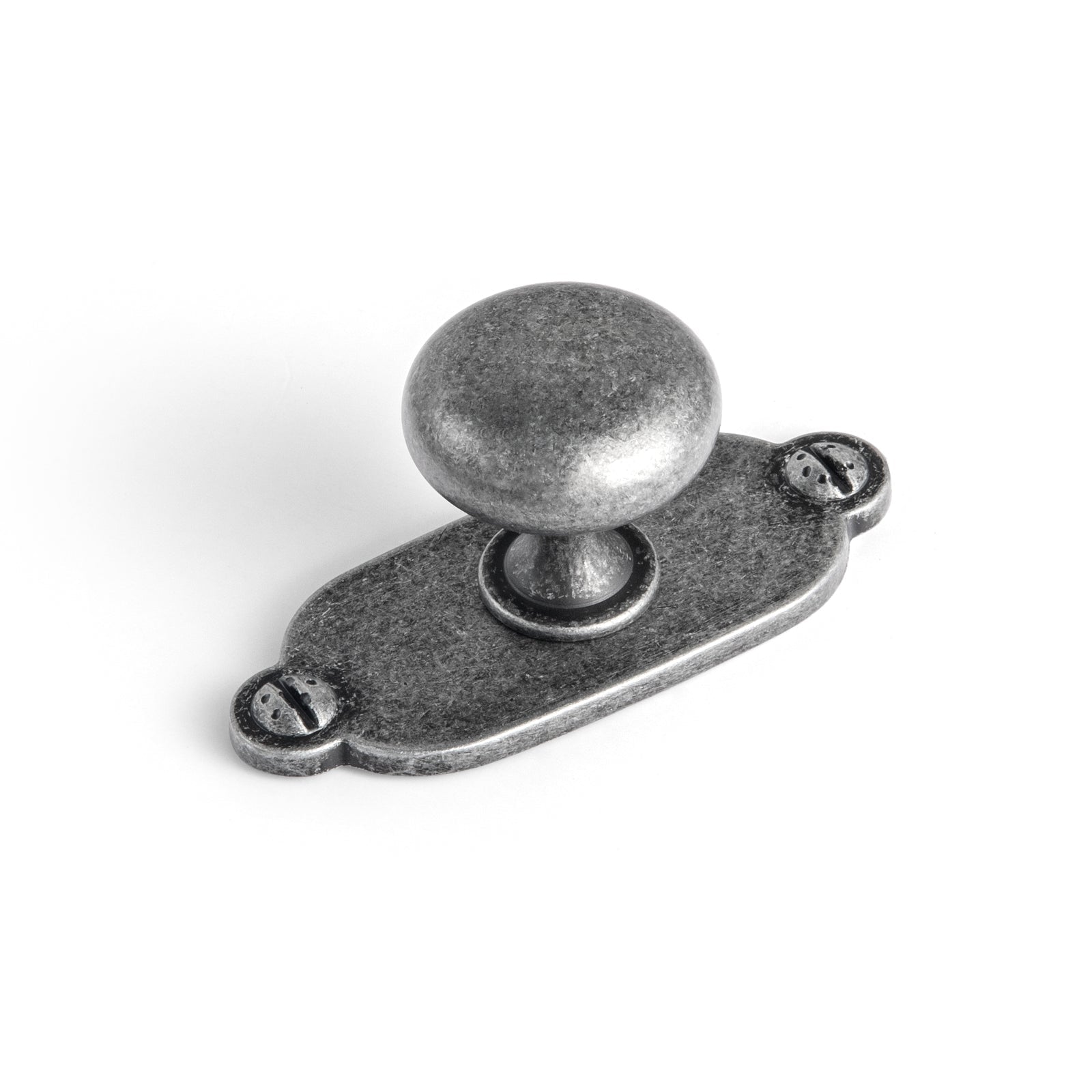 Goo-Ki Weathered Nickel / G013 / Large 6 Pack Antique Brass Zinc Alloy Cabinet Knob with Back Plate Single Hole Center Cabinet Hardware for Bedroom Kitchen