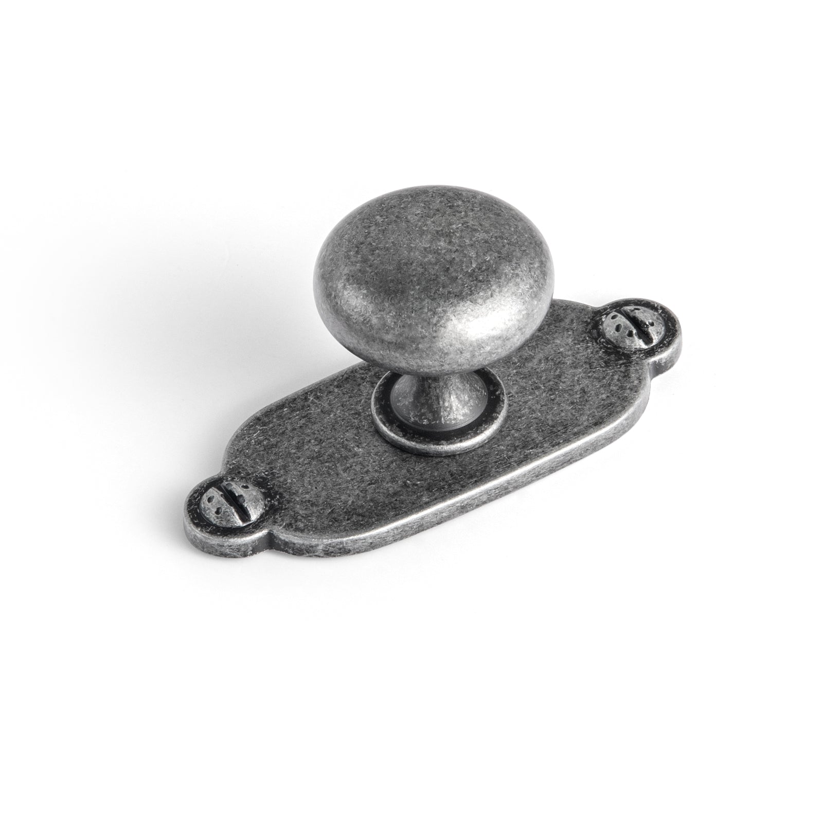 Goo-Ki Weathered Nickel / G013 / Standard 6 Pack Antique Brass Zinc Alloy Cabinet Knob with Back Plate Single Hole Center Cabinet Hardware for Bedroom Kitchen
