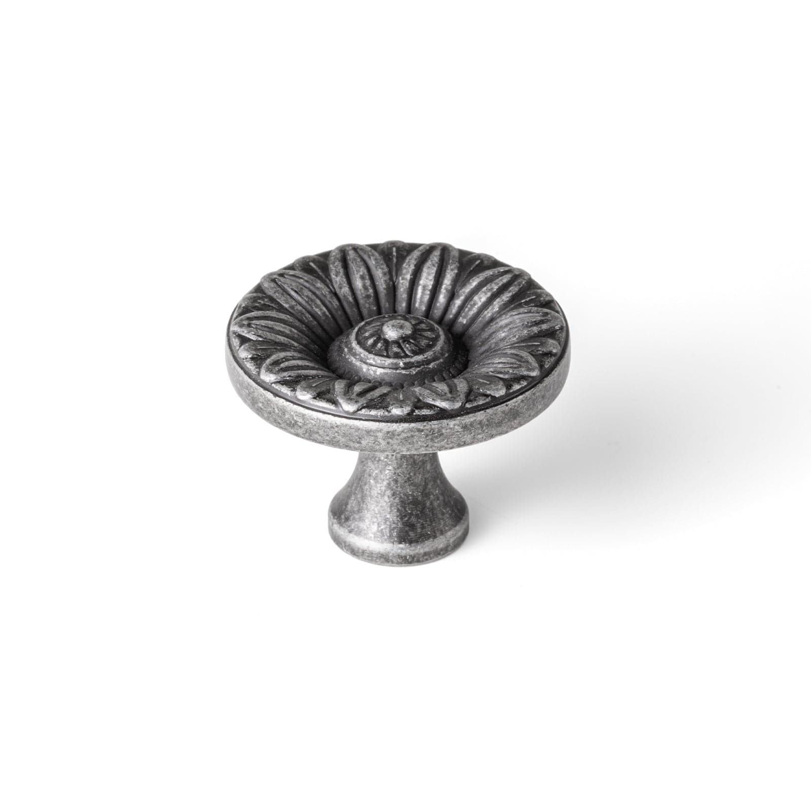 Goo-Ki Weathered Nickel / Knob / 6 Pack Ornate Sunflower Embossed Cabinet Knobs Distressed Multi-Tone Zinc Alloy Furniture Hardware