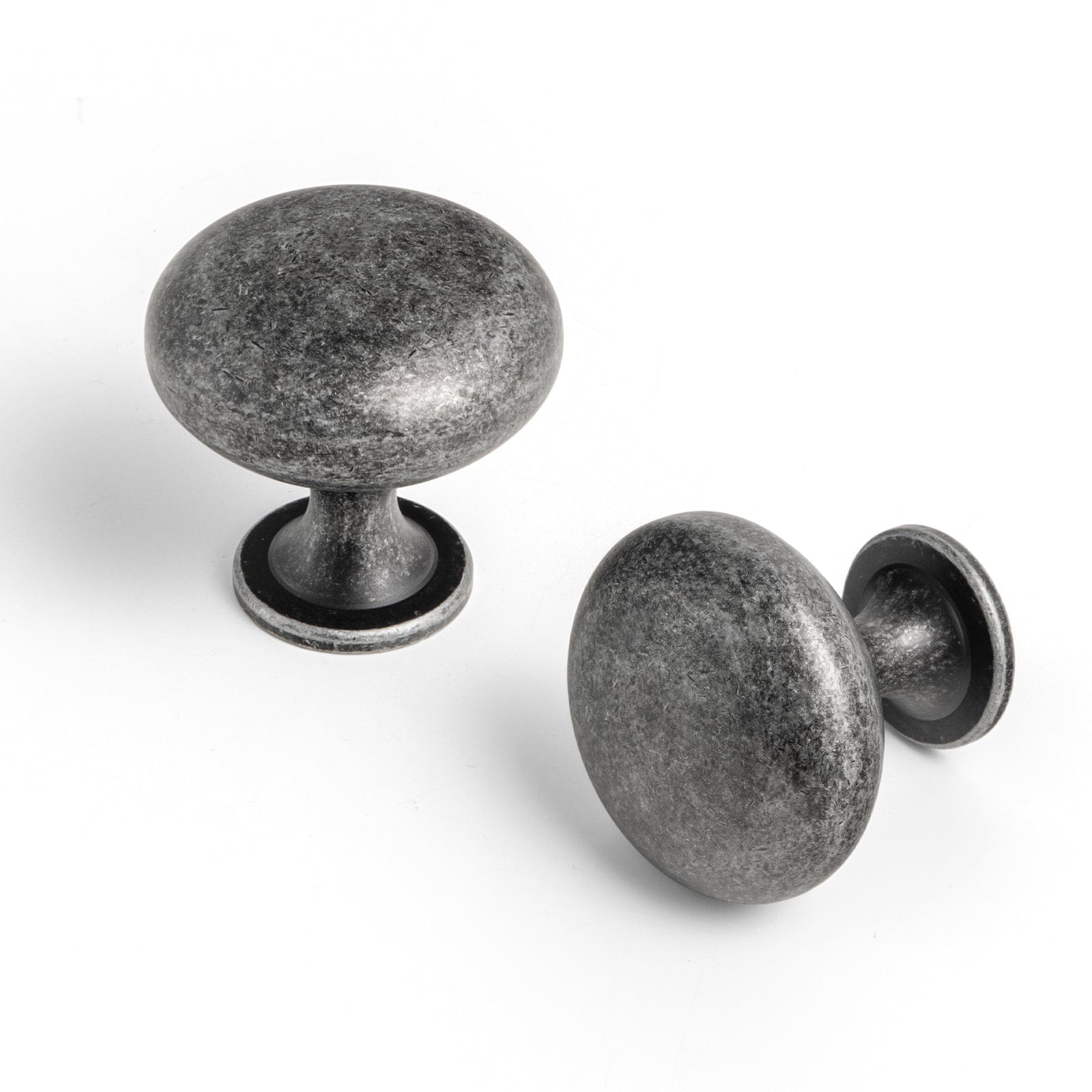 Goo-Ki Weathered Nickel / No Back Plate / Large 6 Pack Antique Brass Zinc Alloy Cabinet Knob with Back Plate Single Hole Center Cabinet Hardware for Bedroom Kitchen