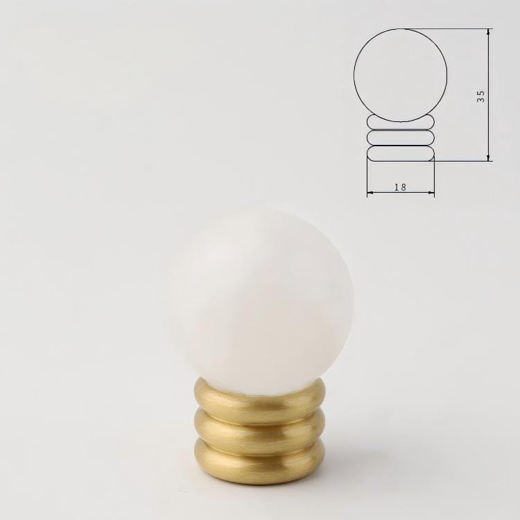 Goo-Ki White (Jade) / X-Large / 6 Pack Crystal Jade Stone Knob Mid-Century Brass Cabinet Handle Furniture Hardware