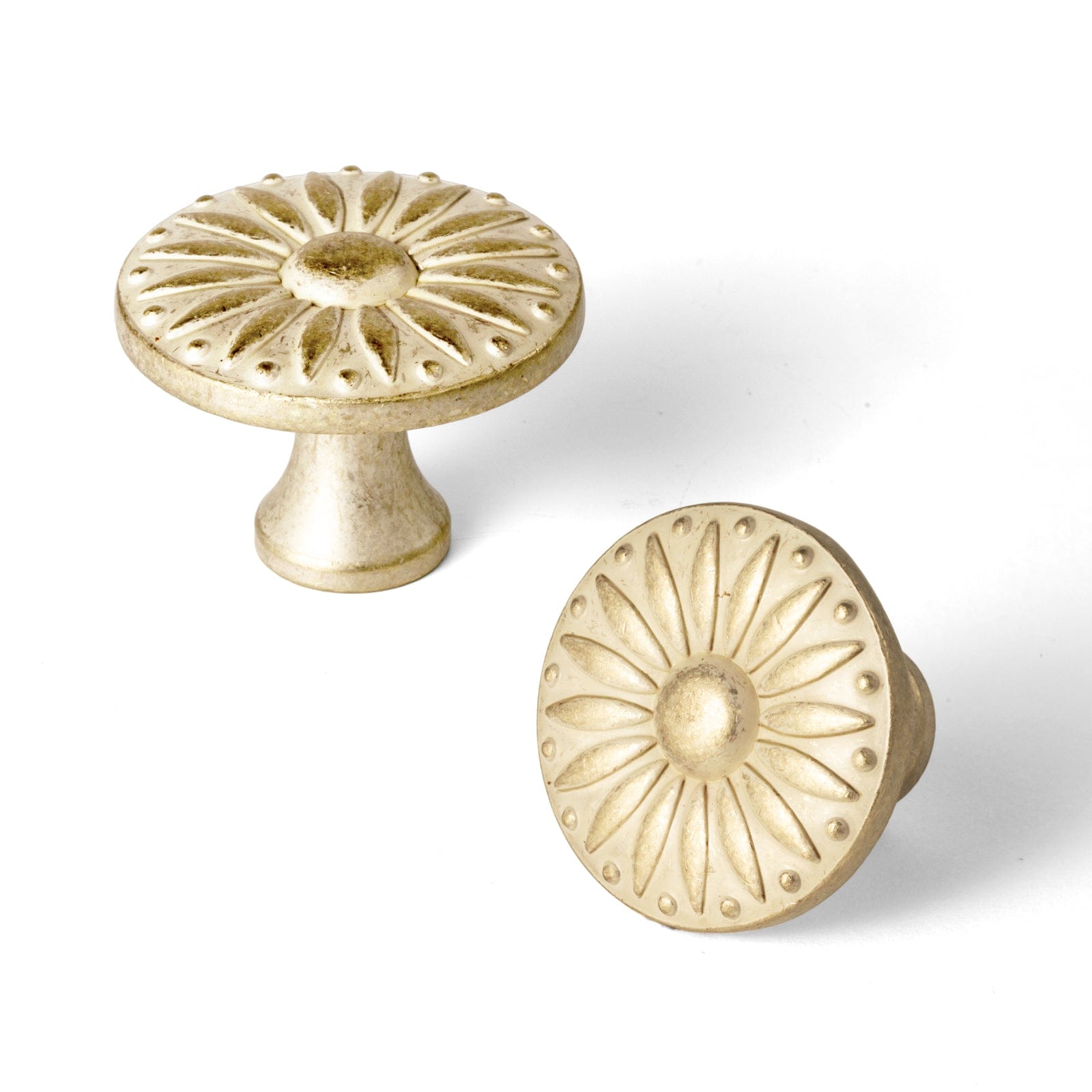 Goo-Ki Yellow-Silver Vintage / Knob / 6 Pack Sunflower Floral Embossed Cabinet Knobs Assorted Distressed Zinc Alloy Furniture Hardware