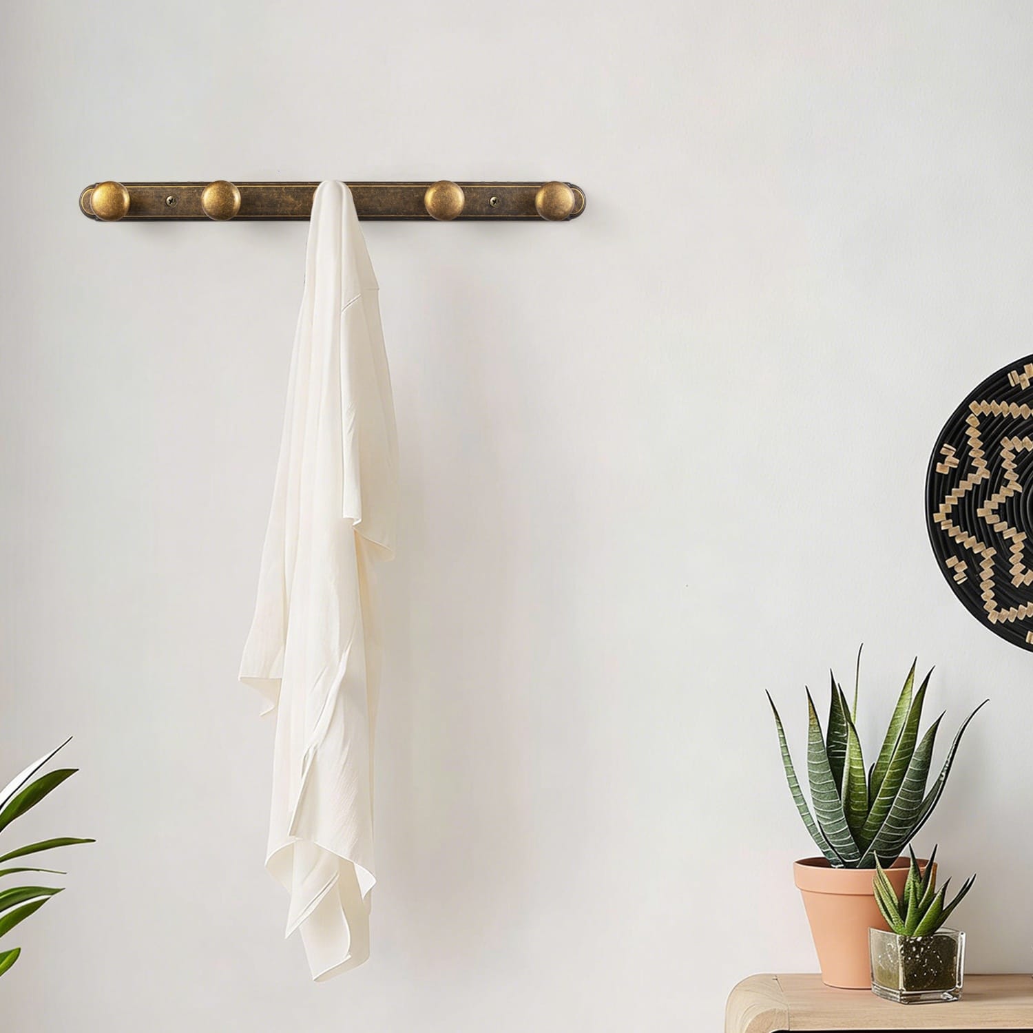 Goo-Ki Zinc Alloy Coat Hook - Retro Decorative Wall Hanger Rail with Round Knobs for Coats, Towels & Home Organization