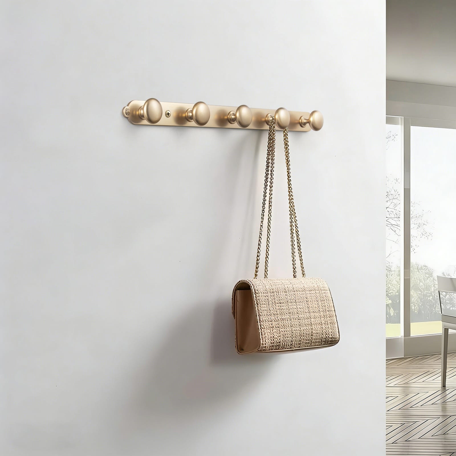 Goo-Ki Zinc Alloy Coat Hook - Retro Decorative Wall Hanger Rail with Round Knobs for Coats, Towels & Home Organization