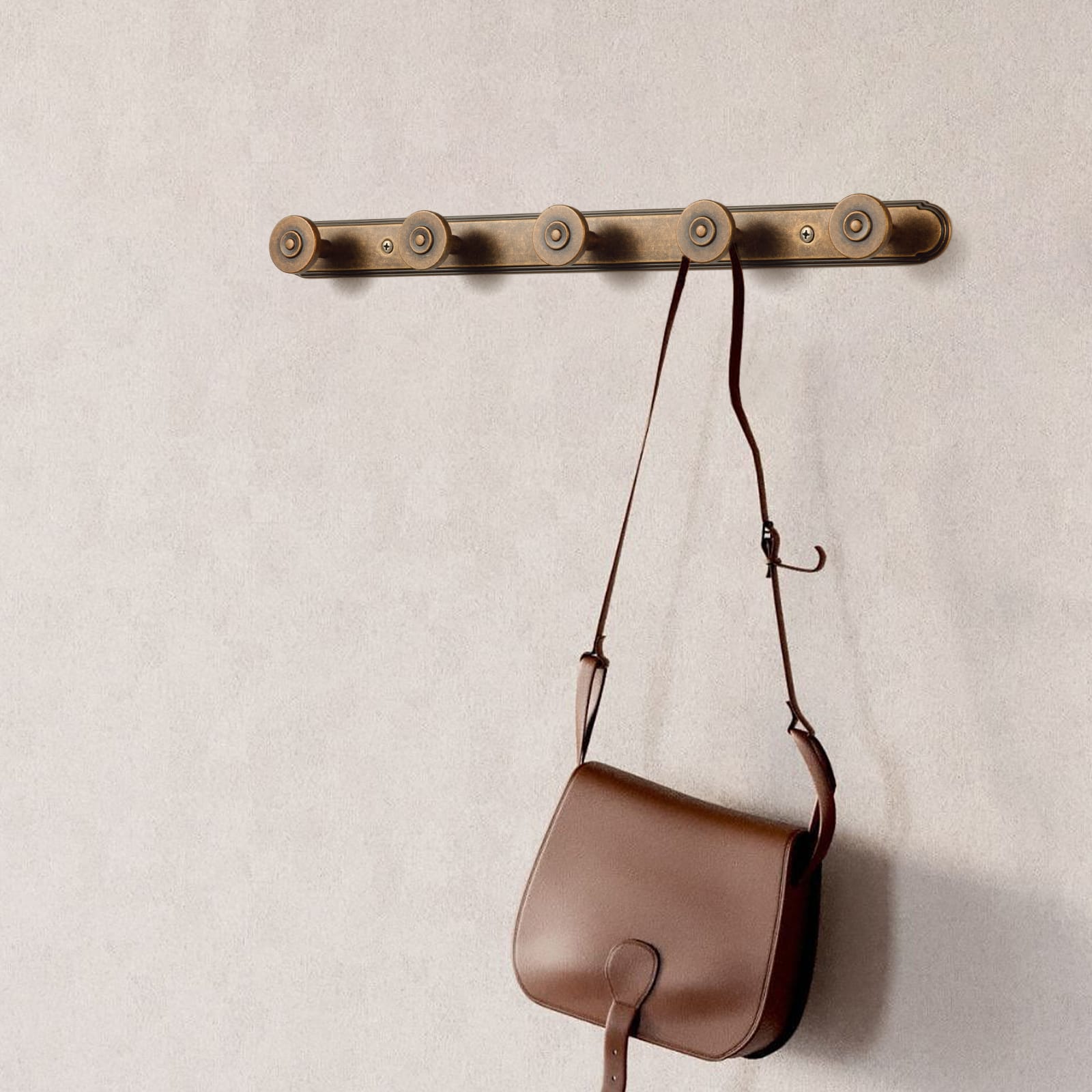 Goo-Ki Zinc Alloy Wall-Mounted Coat Hooks Decorative Multi-Hook Rail with Round Knobs Heavy-Duty Hanger Rail for Entryway, Bathroom & Bedroom