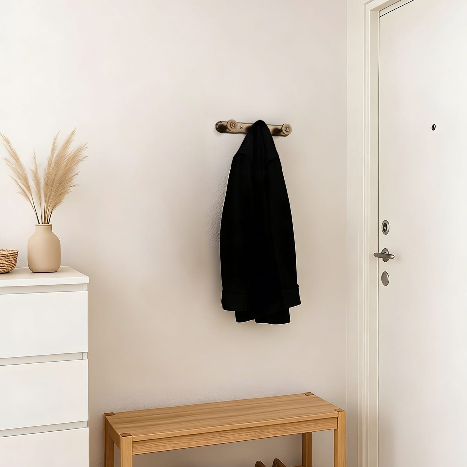 Goo-Ki Zinc Alloy Wall-Mounted Coat Hooks Decorative Multi-Hook Rail with Round Knobs Heavy-Duty Hanger Rail for Entryway, Bathroom & Bedroom
