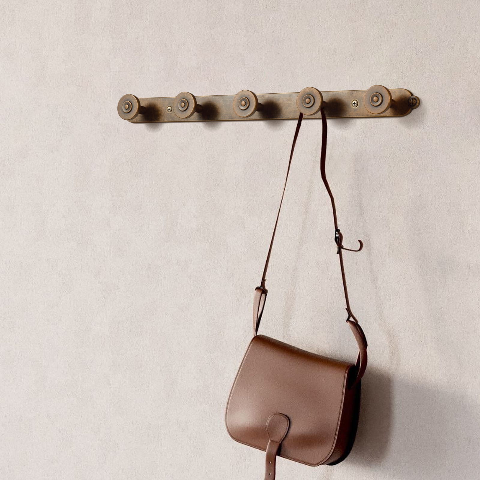 Goo-Ki Zinc Alloy Wall-Mounted Coat Hooks Decorative Multi-Hook Rail with Round Knobs Heavy-Duty Hanger Rail for Entryway, Bathroom & Bedroom