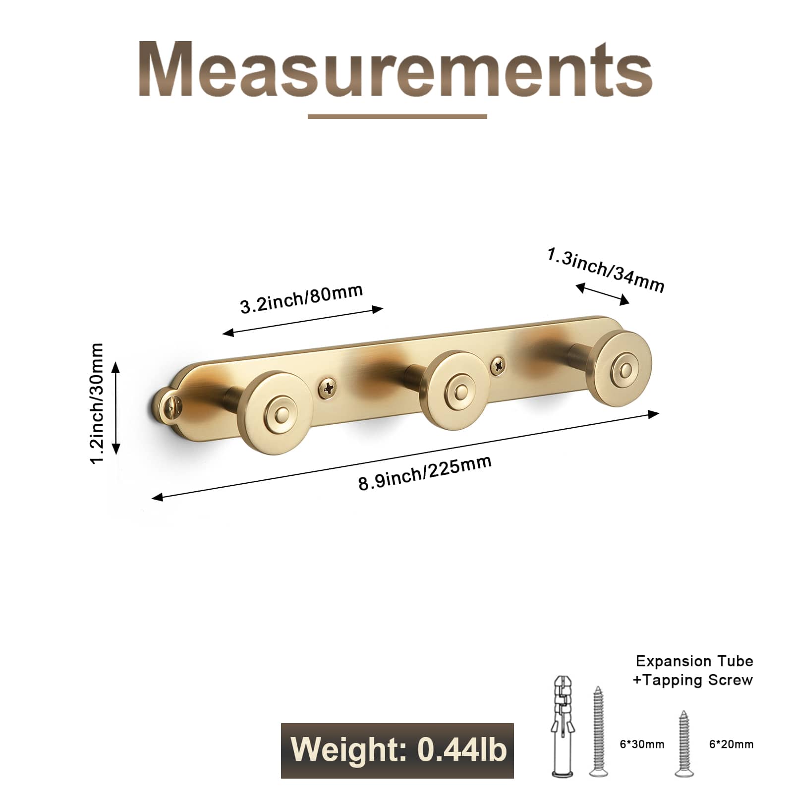 Goo-Ki Zinc Alloy Wall-Mounted Coat Hooks Decorative Multi-Hook Rail with Round Knobs Heavy-Duty Hanger Rail for Entryway, Bathroom & Bedroom