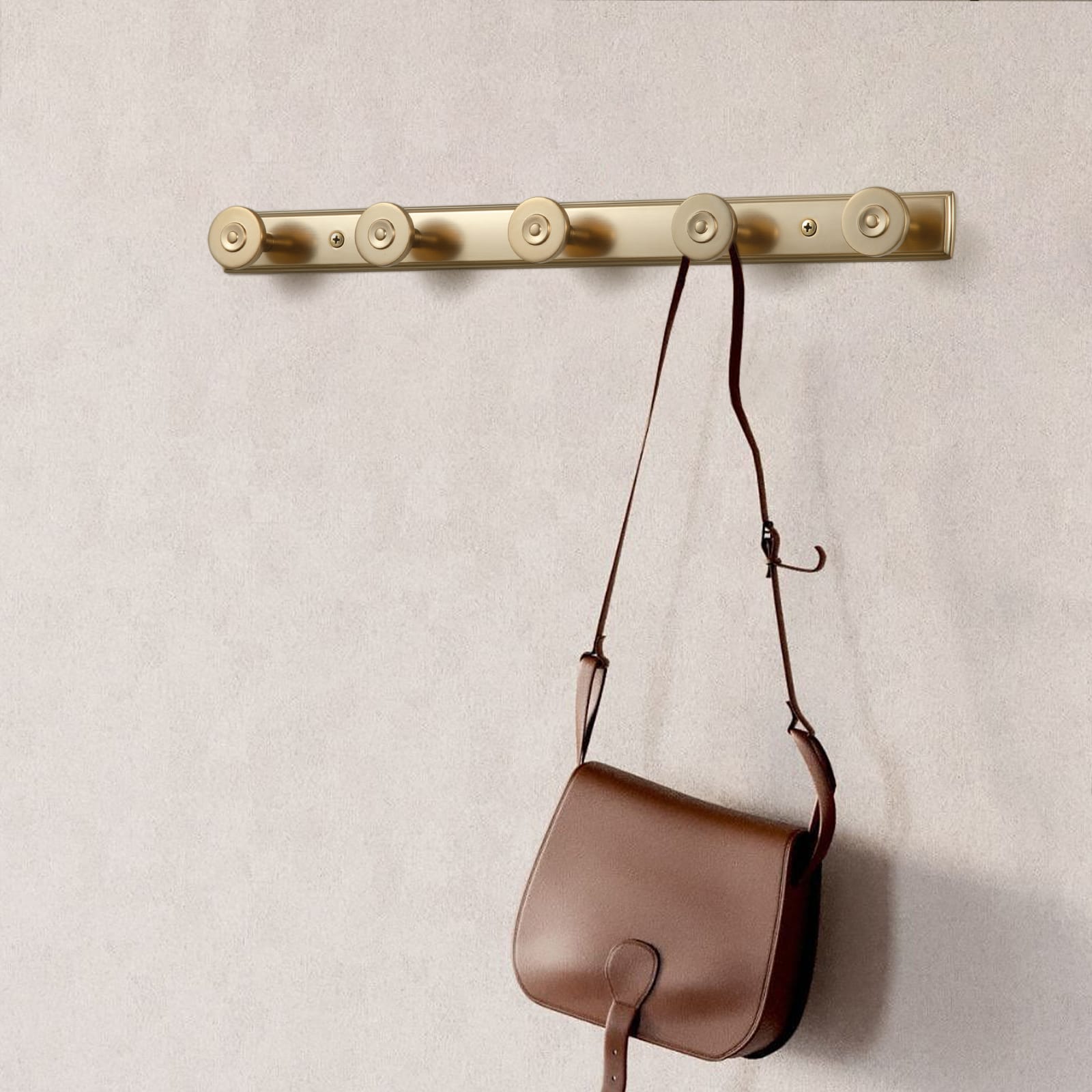 Goo-Ki Zinc Alloy Wall-Mounted Coat Hooks Decorative Multi-Hook Rail with Round Knobs Heavy-Duty Hanger Rail for Entryway, Bathroom & Bedroom