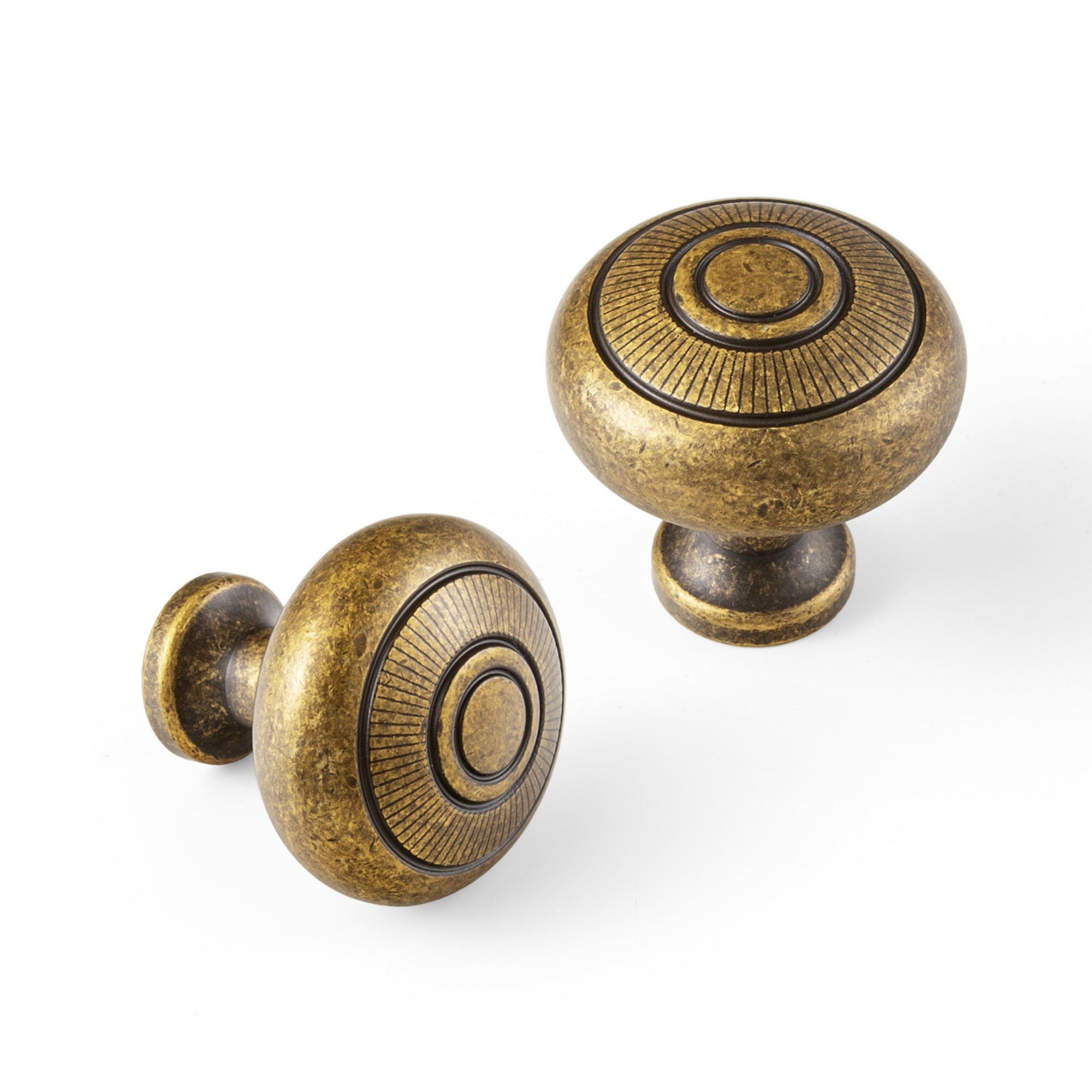 Sunburst Embossed Round Zinc Alloy Cabinet Knobs, Vintage Radial Pattern Drawer Knob for Dresser Wardrobe