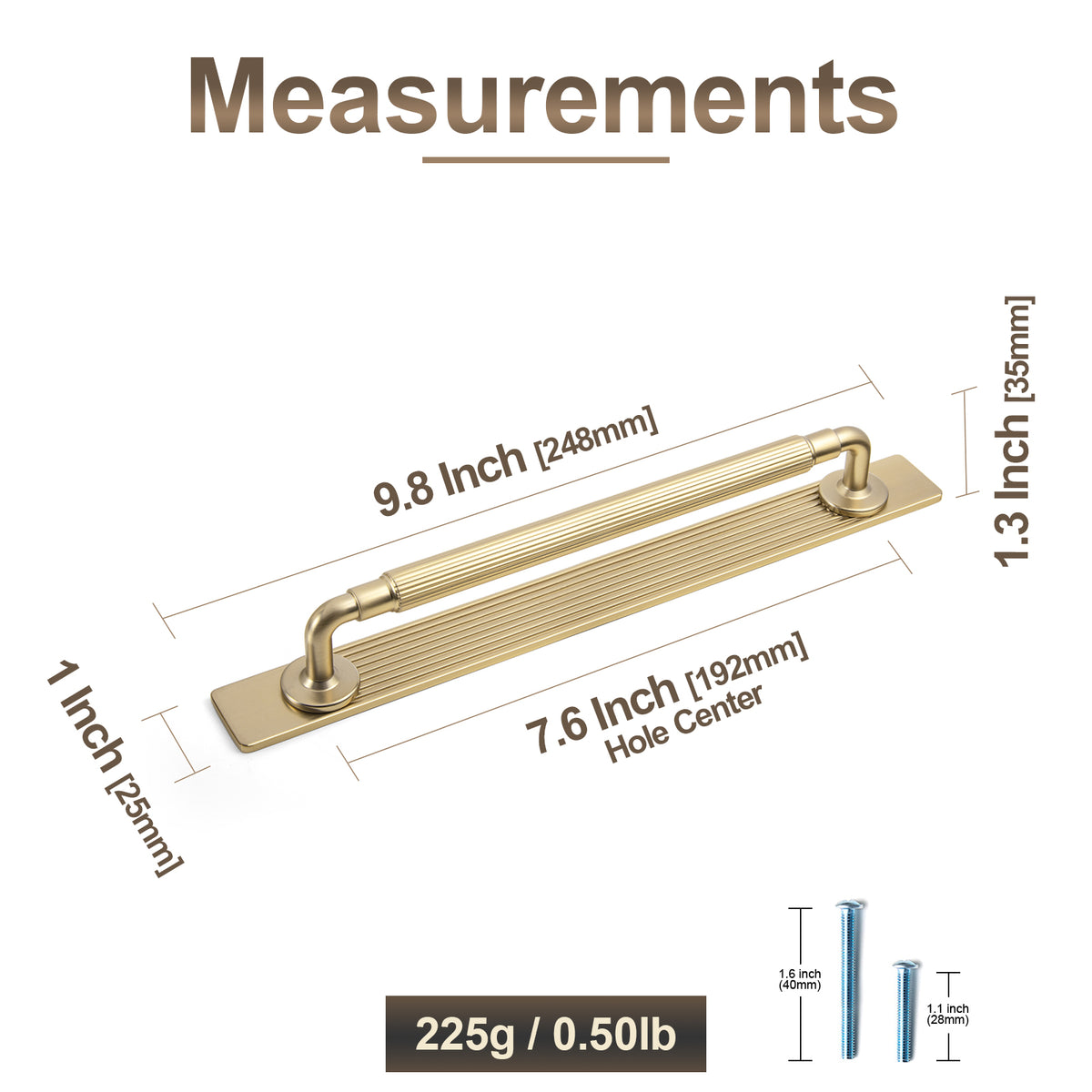 2 Pack Zinc Alloy Fluted Cabinet Handles with Ornate Backplates, Grooved Bar Pulls for Furniture Cabinet Hardware
