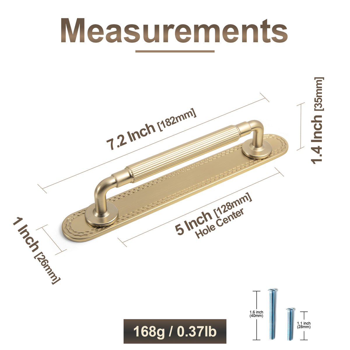 2 Pack Zinc Alloy Fluted Cabinet Handles with Ornate Backplates, Grooved Bar Pulls for Furniture Cabinet Hardware