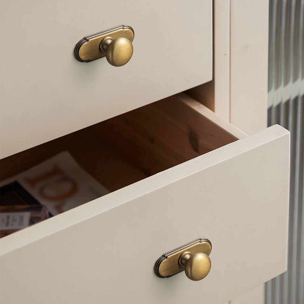 Antique Brass Zinc Alloy Cabinet Knob with Back Plate Single Hole Center Cabinet Hardware for Bedroom Kitchen