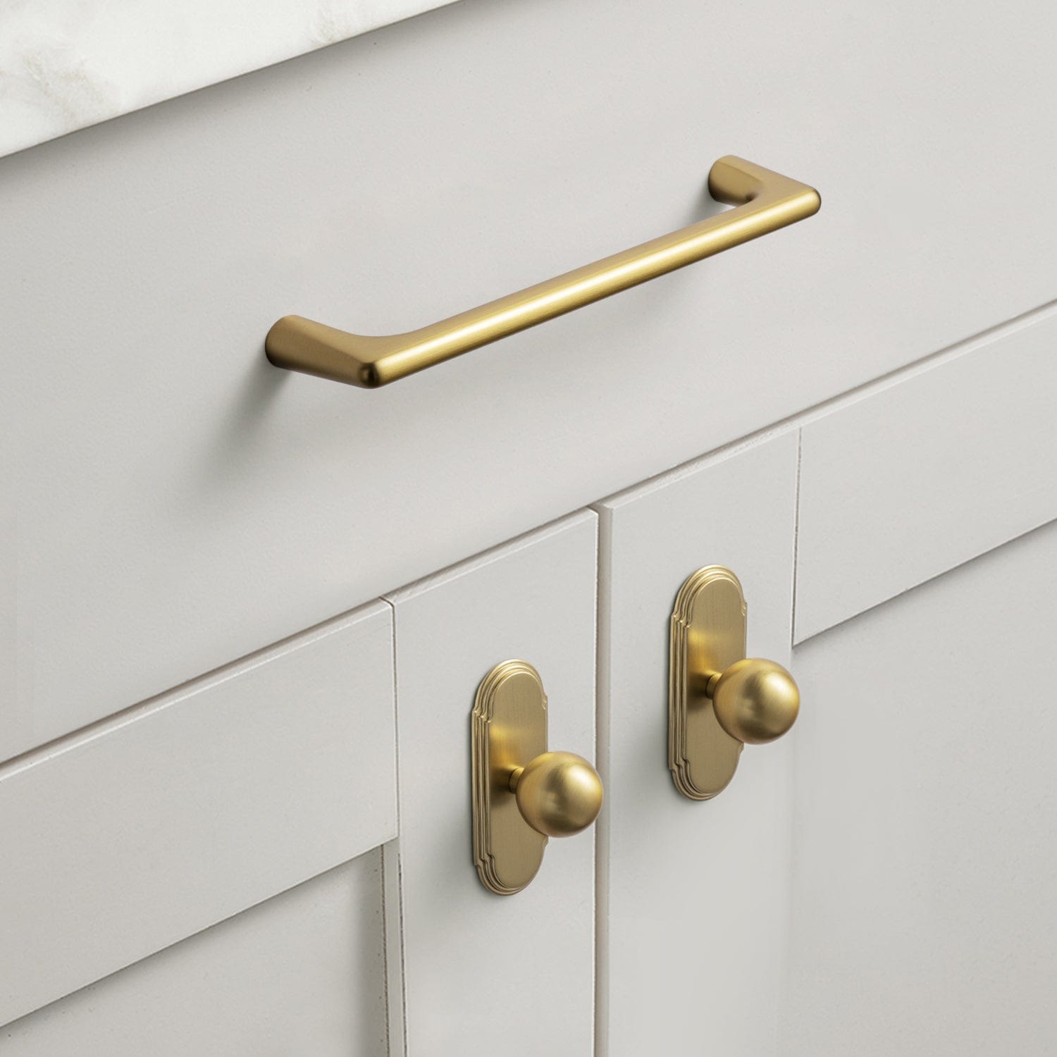 2 Pack Round Cabinet Knobs with Back Plate Zinc Alloy Cabinet Handle with Long Back Plate