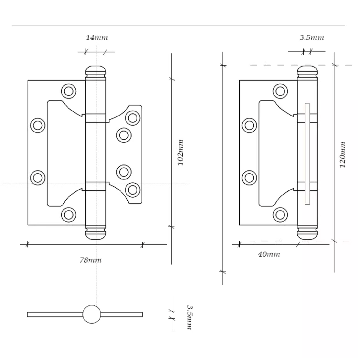 TONA 4 Inch Copper Door Hinge Brass Thick Hinge Interior Bedroom Door Hardware
