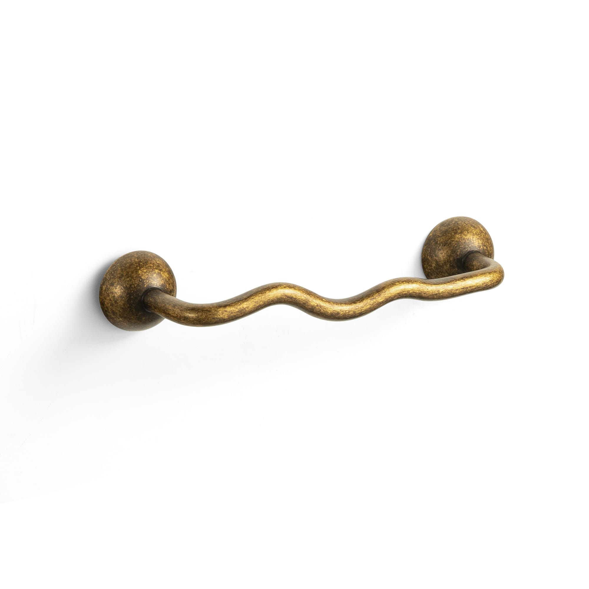 TONA Antique Brass / 3.78'' Hole Center / 2 Pack Titanium Silver Solid Brass Cabinet Pull - Stylish Wave Curved Design for Kitchen/Bathroom Cabinets
