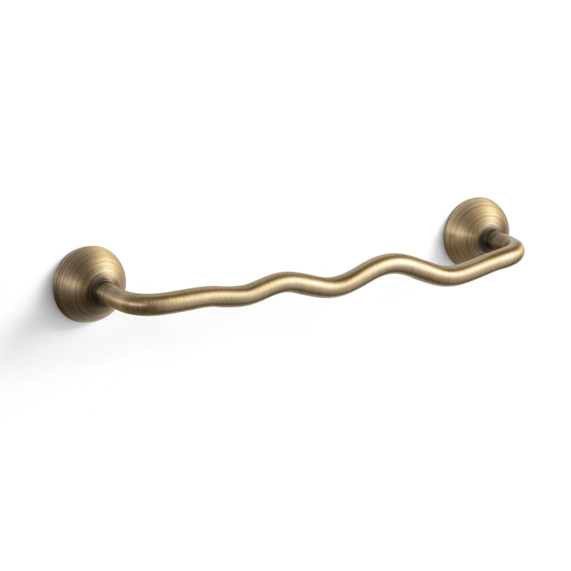 TONA Brushed Antique Brass / 5'' Hole Center / 2 Pack Titanium Silver Solid Brass Cabinet Pull - Stylish Wave Curved Design for Kitchen/Bathroom Cabinets