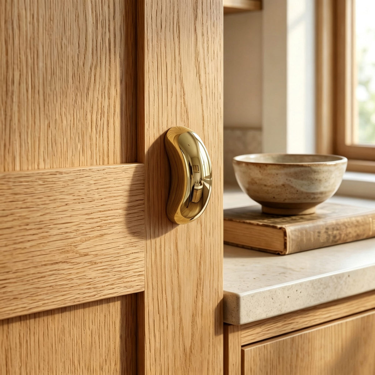 TONA Modern Solid Brass Furniture Handle Nordic Minimalist Style Drawer Handle Glossy Silver Kitchen Handle