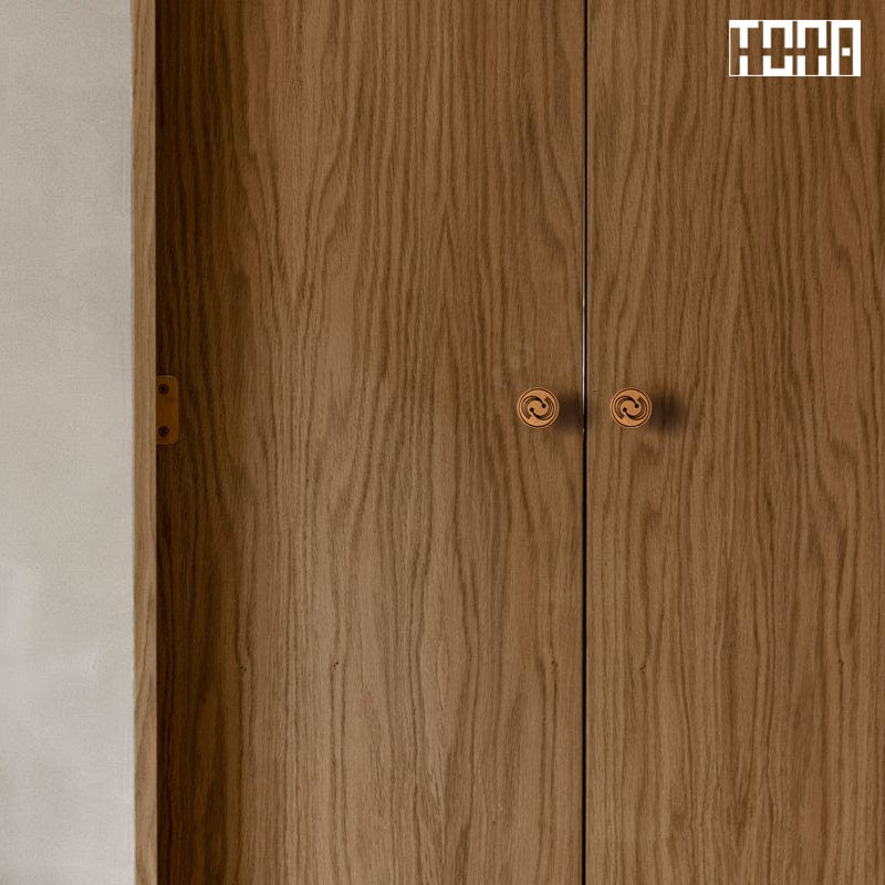 TONA Terracotta - Colored Copper Knobs with Ancient Pottery Patterns Traditional Furniture Knobs
