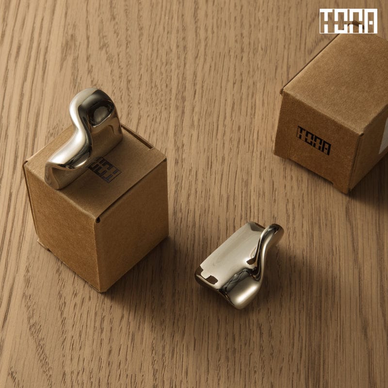 TONA Titanium Silver / 1.25'' Hole Center / 2 Pack Titanium Silver Copper Cabinet Pull with Organic Twisted Shape
