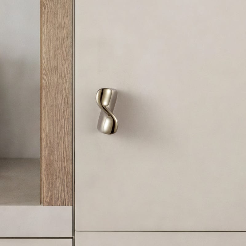 TONA Titanium Silver / 1.25'' Hole Center / 2 Pack Titanium Silver Copper Cabinet Pull with Organic Twisted Shape