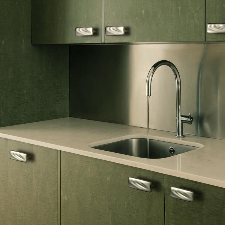 TONA Titanium Silver / 2.5'' Hole Center / 2 Pack Modern Titanium Silver Copper Cabinet Pull with Sculptural Flowing Detail