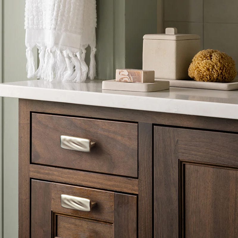 TONA Titanium Silver / 2.5'' Hole Center / 2 Pack Modern Titanium Silver Copper Cabinet Pull with Sculptural Flowing Detail