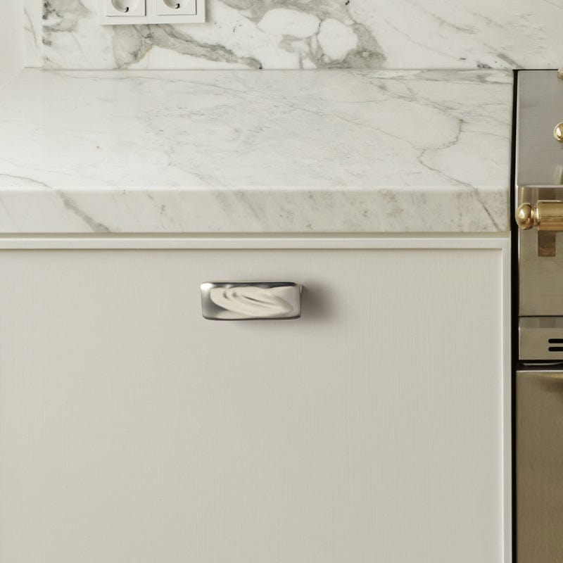 TONA Titanium Silver / 2.5'' Hole Center / 2 Pack Modern Titanium Silver Copper Cabinet Pull with Sculptural Flowing Detail