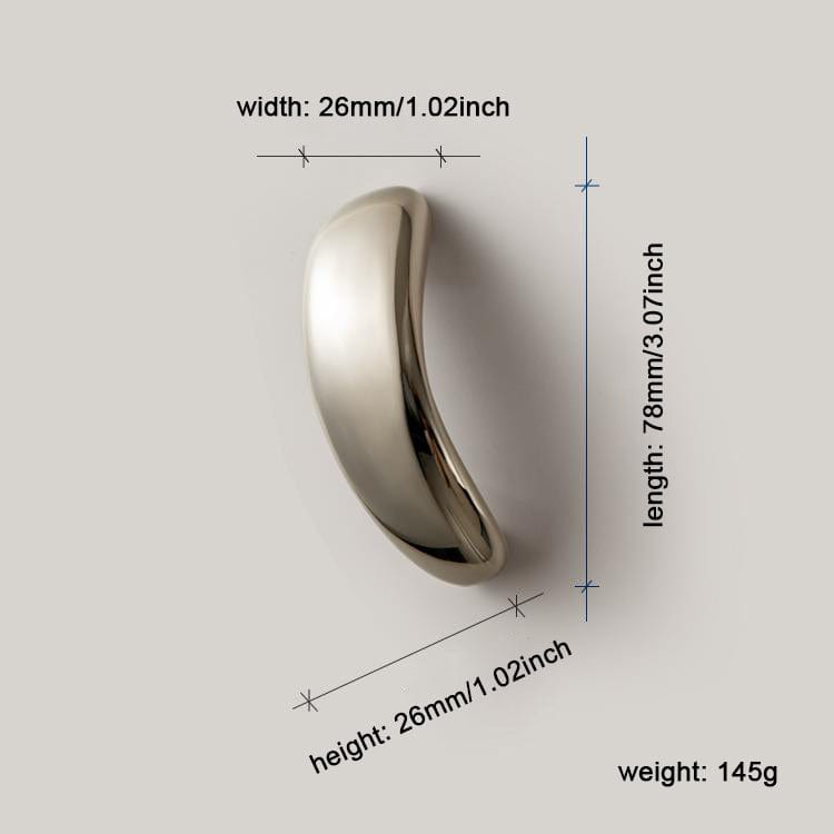 TONA Titanium Silver / 2.5'' Hole Center / 2 Pack Modern Titanium Silver Copper Cabinet Pull with Smooth Curved Form