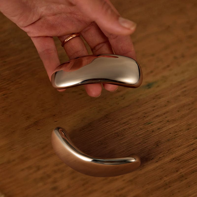 TONA Titanium Silver / 2.5'' Hole Center / 2 Pack Modern Titanium Silver Copper Cabinet Pull with Smooth Curved Form