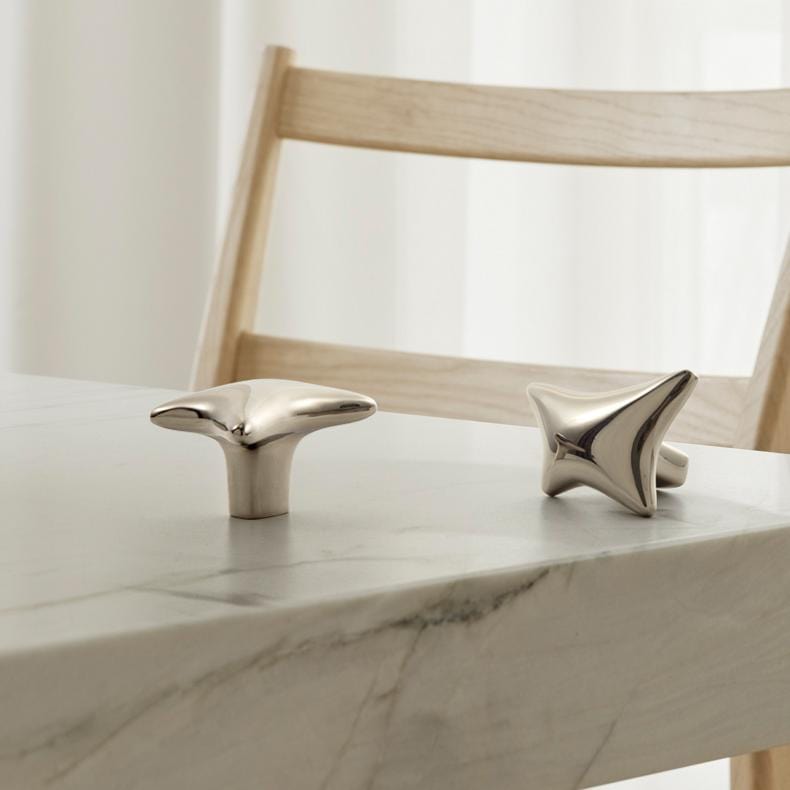 TONA Titanium Silver / Knob / 2 Pack Star-Inspired Titanium Silver Cabinet Knobs Electroplated Brass Cabinet Hardware