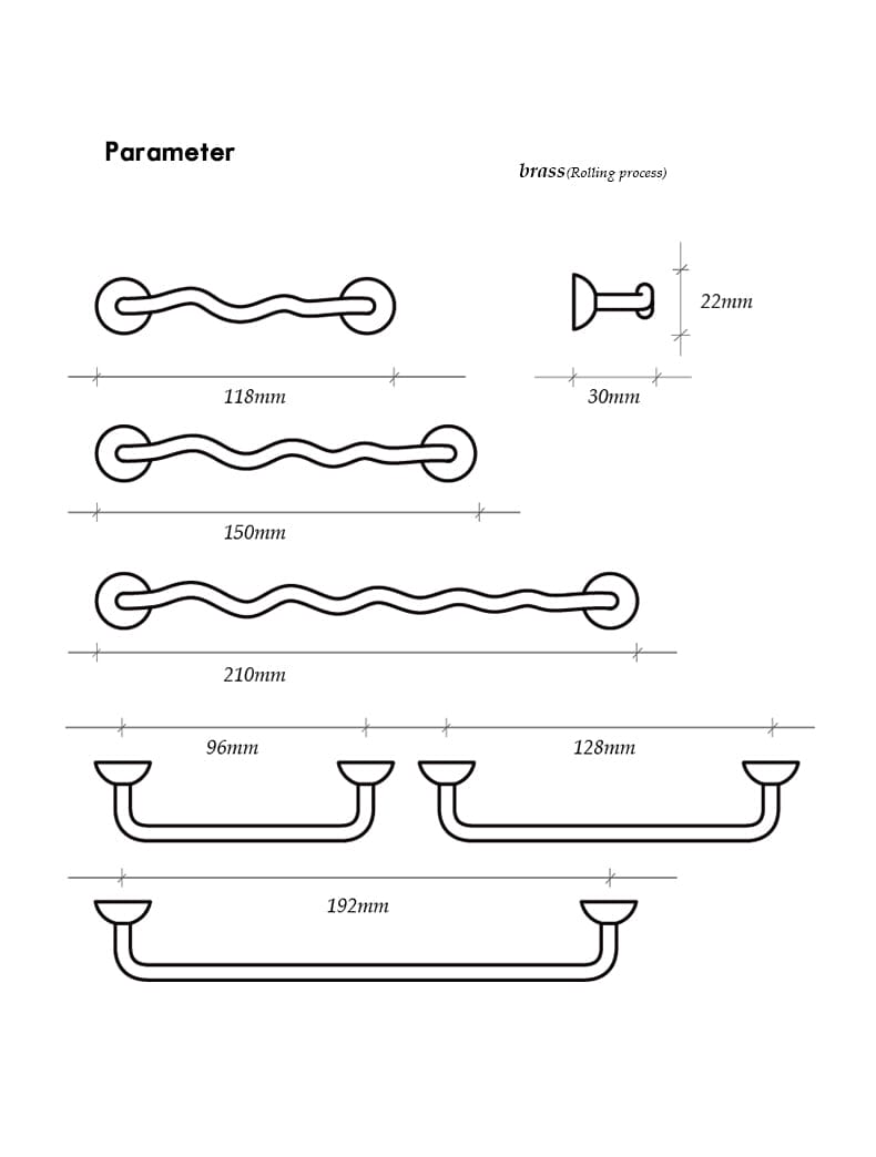 TONA Titanium Silver Solid Brass Cabinet Pull - Stylish Wave Curved Design for Kitchen/Bathroom Cabinets