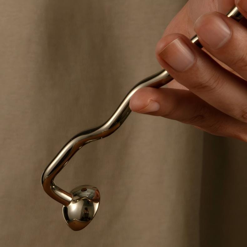 TONA Titanium Silver Solid Brass Cabinet Pull - Stylish Wave Curved Design for Kitchen/Bathroom Cabinets