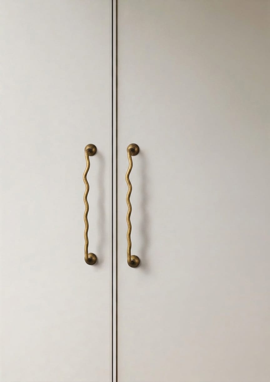 TONA Titanium Silver Solid Brass Cabinet Pull - Stylish Wave Curved Design for Kitchen/Bathroom Cabinets