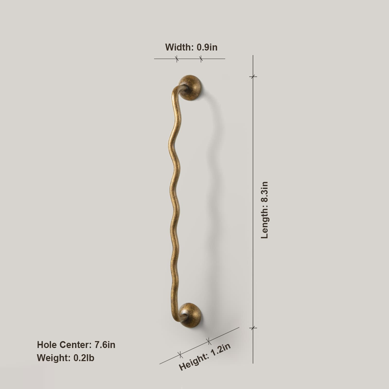 TONA Titanium Silver Solid Brass Cabinet Pull - Stylish Wave Curved Design for Kitchen/Bathroom Cabinets