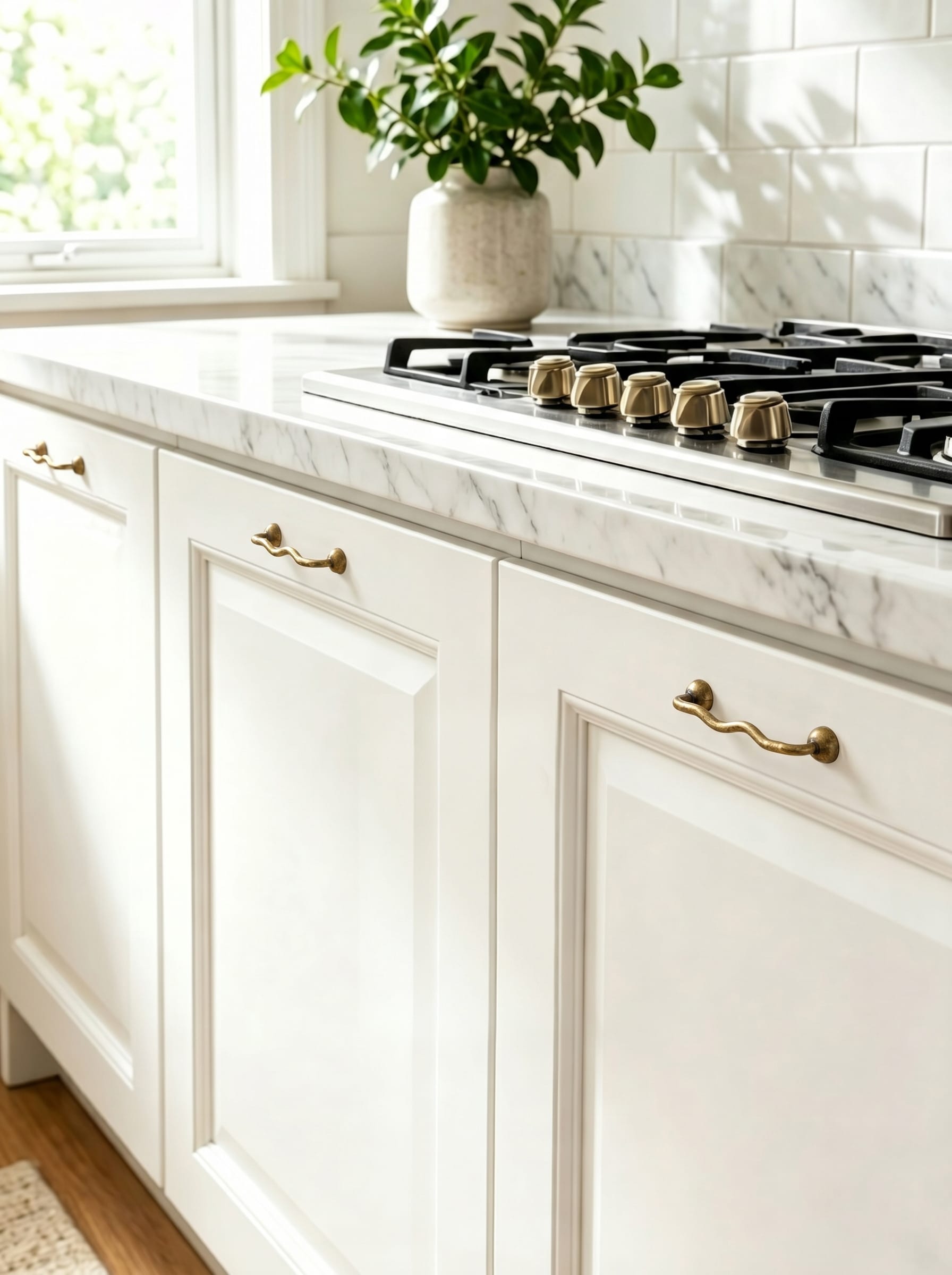 TONA Titanium Silver Solid Brass Cabinet Pull - Stylish Wave Curved Design for Kitchen/Bathroom Cabinets