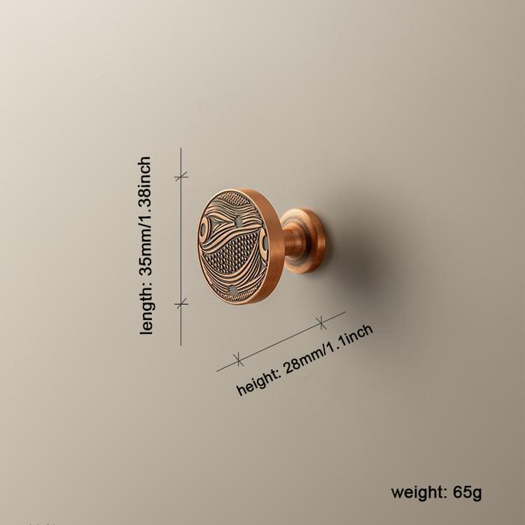 TONA TNL5001 / 2 Pack Terracotta - Colored Copper Knobs with Ancient Pottery Patterns Traditional Furniture Knobs