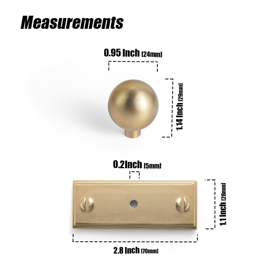 Round Cabinet Knobs with Back Plate Zinc Alloy Cabinet Handle with Long Back Plate