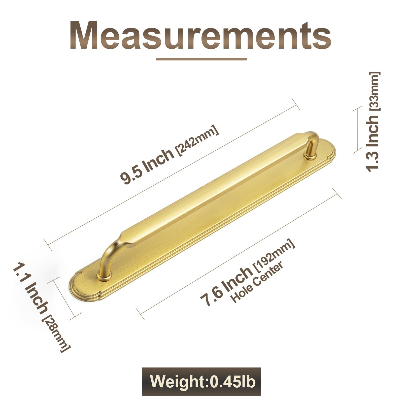 2 Pack Antique Brass Cabinet Pulls with Back Plate Zinc Alloy Drawer Handle with Long Back Plate