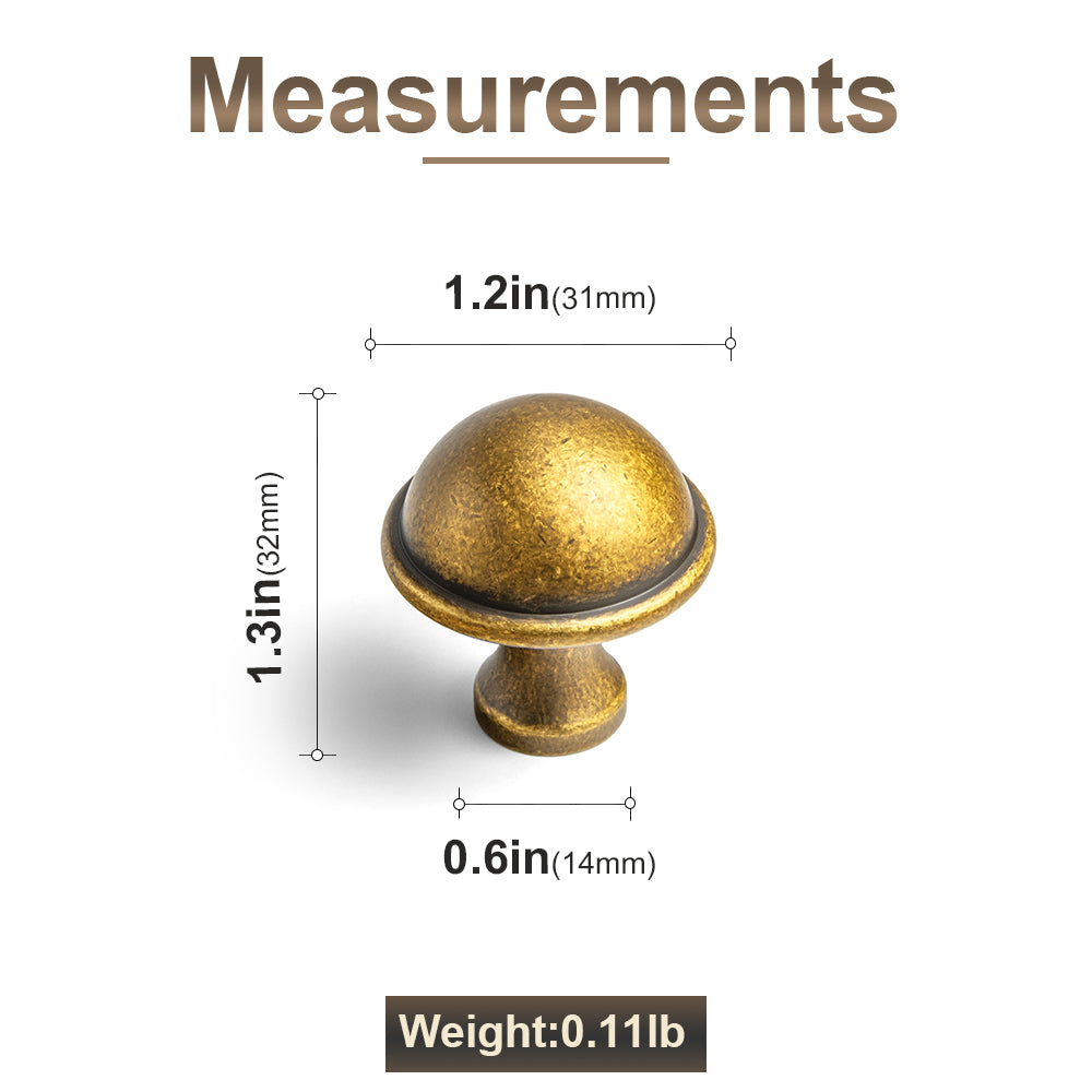 Mushroom Dome Zinc Alloy Cabinet Knobs, Classic Bulb Round Drawer Knob for Vanity Furniture Hardware