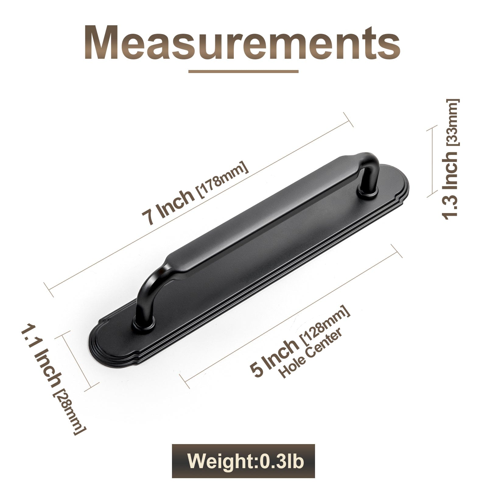 2 Pack Antique Brass Cabinet Pulls with Back Plate Zinc Alloy Drawer Handle with Long Back Plate